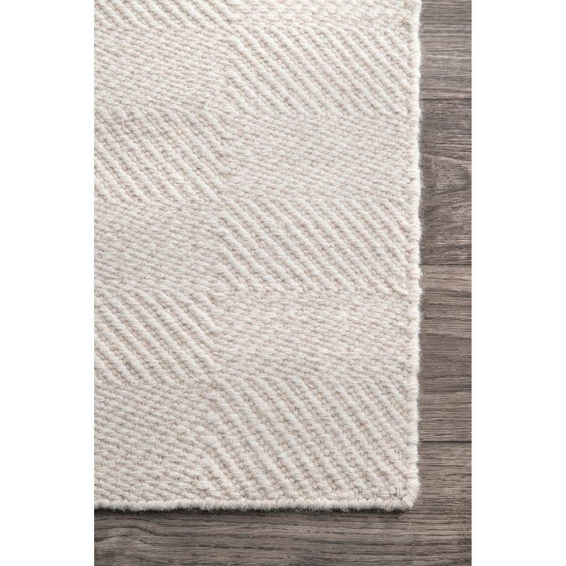 Nuloom Ago Geometric 8x10 Wool Indoor Area Rug for Living Room Bedroom Dining Room Kitchen, Cream/Ivory