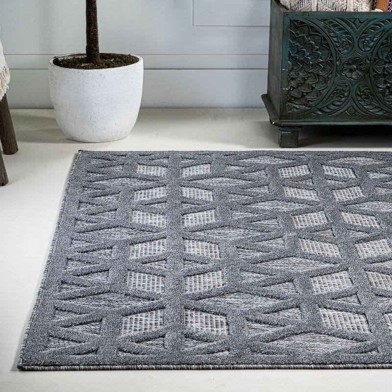 5 X 8 Talaia Neutral Geometric Indoor/Outdoor Area Rug, Dark Gray - JONATHAN Y