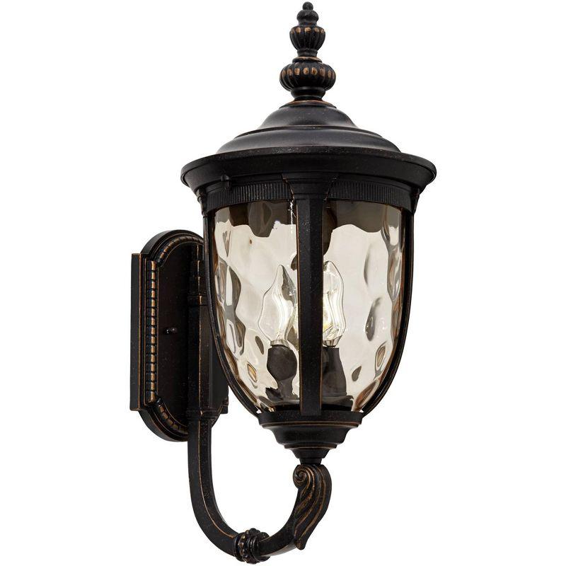 Bellagio Bronze 21" Hammered Glass Outdoor Wall Light Fixture