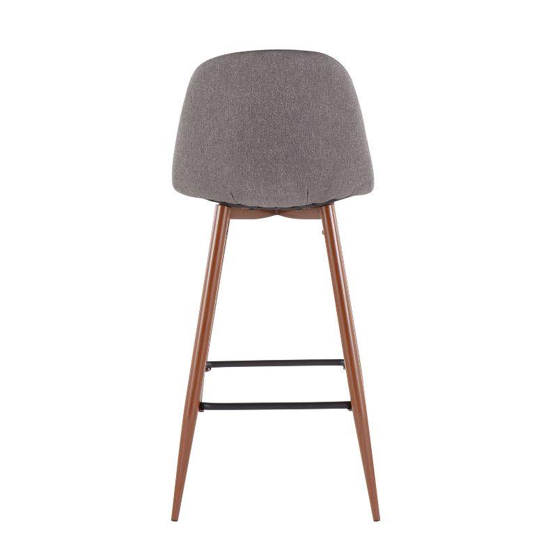 Set of 2 Pebble Mid-Century Modern Barstools Walnut/Charcoal: Steel Frame & Upholstered Seat - LumiSource