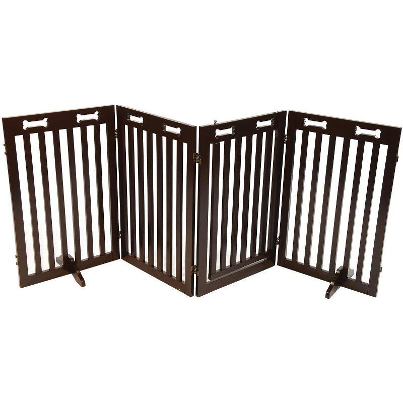 Arf Pets 31.5" Tall Freestanding Folding Dog Gate with Door - Dark Brown