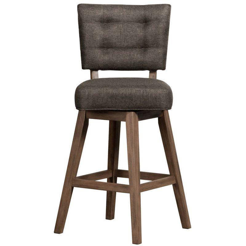 26" Lanning Swivel Counter Height Barstool Chocolate Brown - Hillsdale Furniture: Rubberwood, Tufted Back