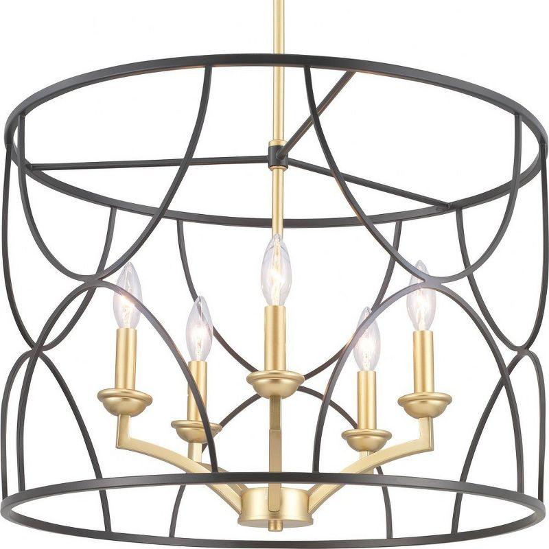 Landree Black Steel and Brass 5-Light Chandelier