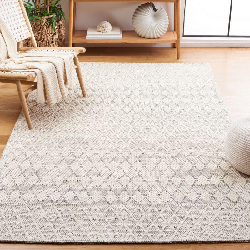 Ivory Flat Woven Wool Rectangular Area Rug