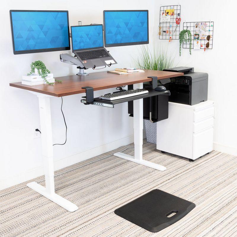 Mount-It! Height Adjustable Hand Crank Sit-Stand Desk Frame w/ Extra-Wide Tabletop | Multiple Colors