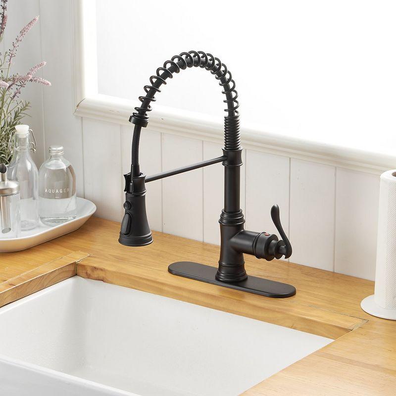 Single-Handle Pull-Down Sprayer 3 Spray High Arc Kitchen Faucet With Deck Plate