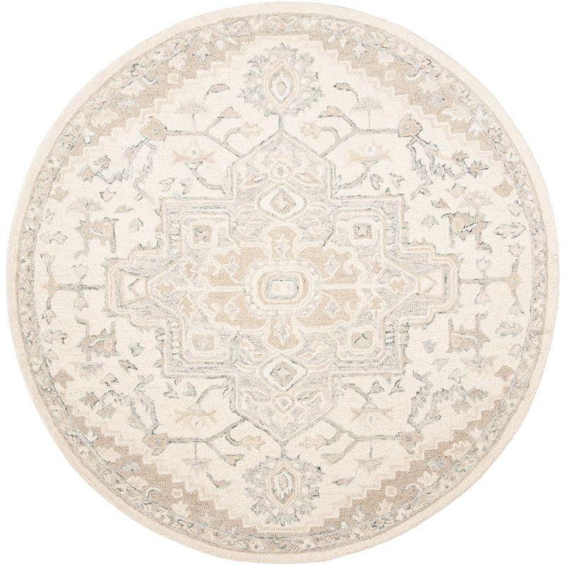 Micro-Loop MLP503 Hand Tufted Indoor Accent Rug - Ivory/Beige - 3' Round - Safavieh