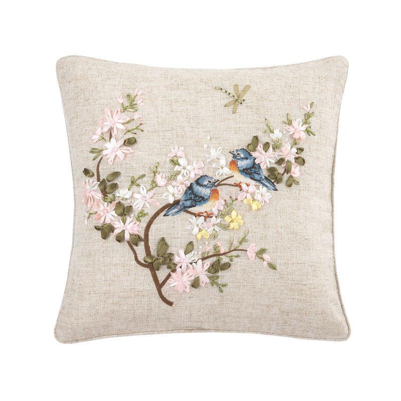 C&F Home Bluebird Hand Crafted Ribbon Easter Spring Art Pillow