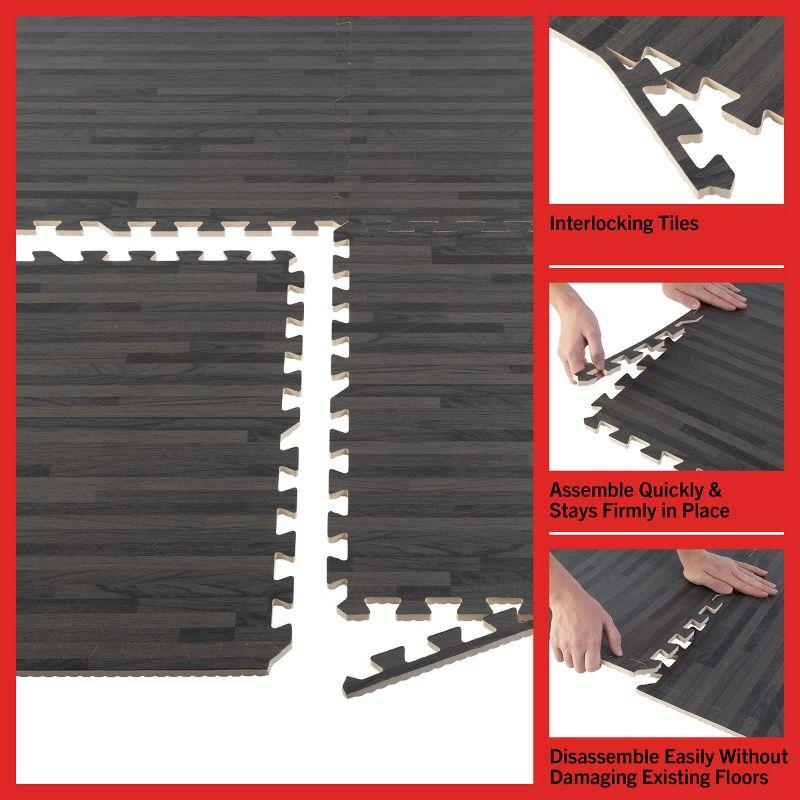 Stalwart EVA Foam Floor Tiles 6-Pack - 24 SQFT Woodgrain Puzzle Mats