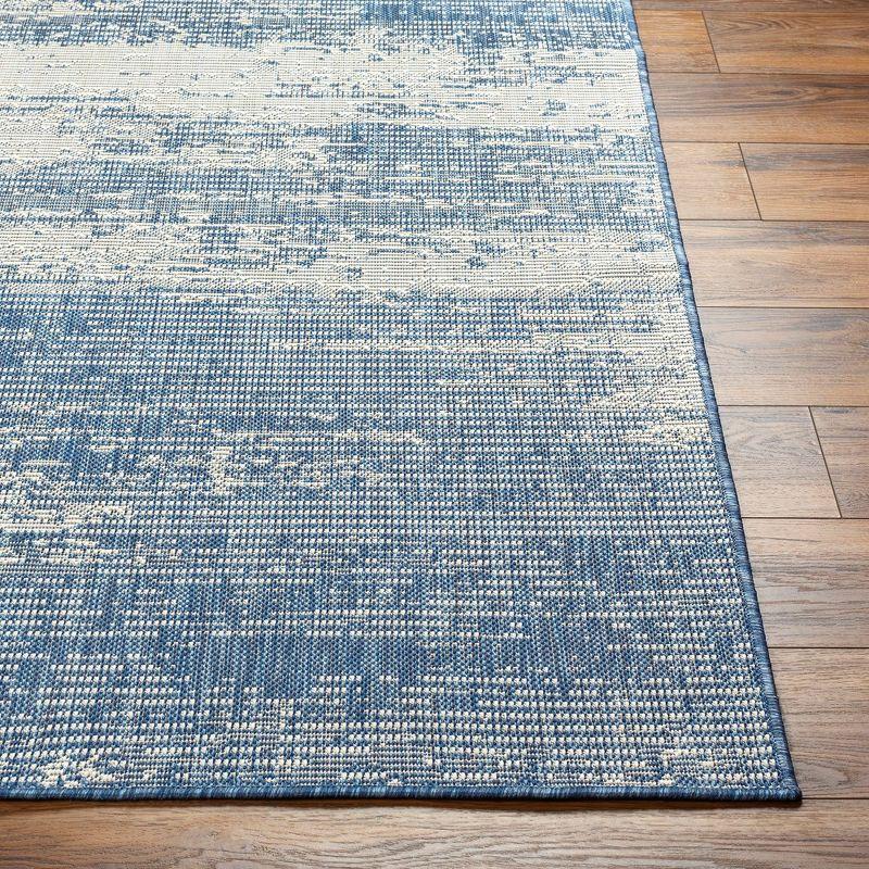 Ravon Navy and Beige Polypropylene Indoor/Outdoor Area Rug 5'3" x 7'