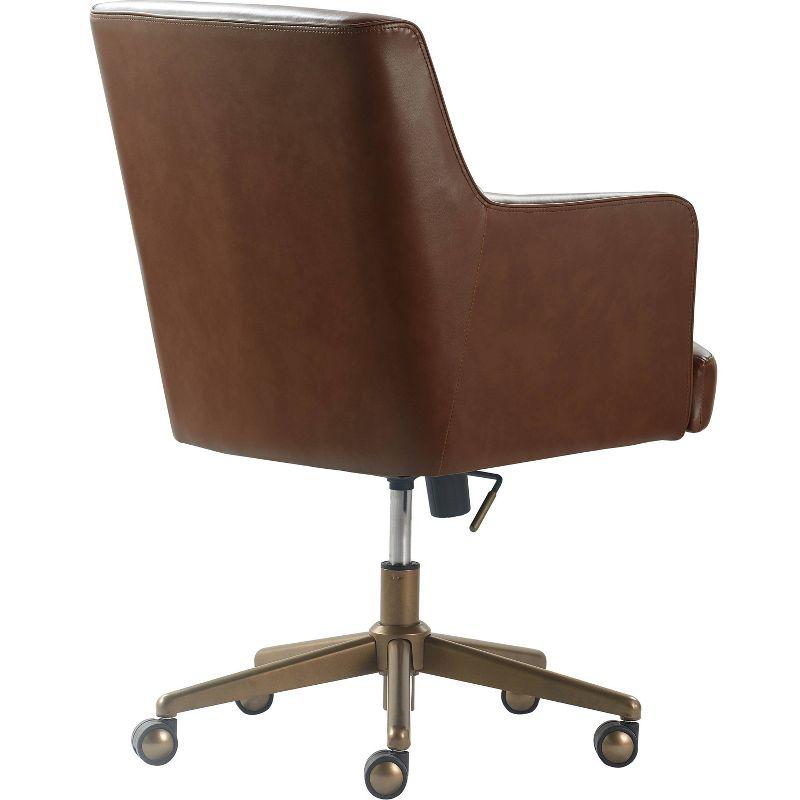 Modern Executive High-Back Swivel Office Chair in Cognac Brown Leather