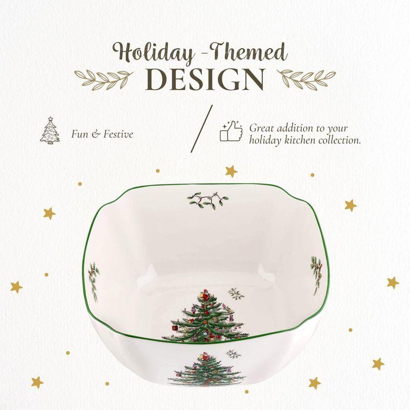 Spode Christmas Tree Large Square Serving Bowl - 10 Inch