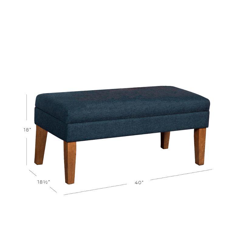 HomePop Storage Bench Navy: Upholstered Ottoman with Foam Cushion, Mid-Century Modern Bedroom Furniture with Storage, No Assembly Required