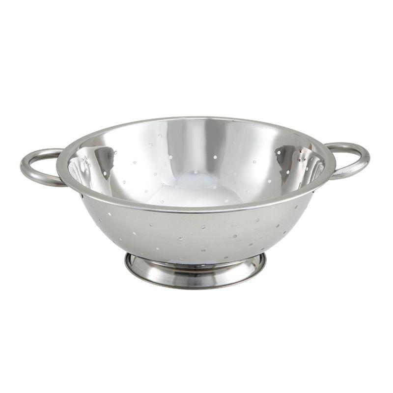 Winco 5-Quart Stainless Steel Colander with Handles and Base