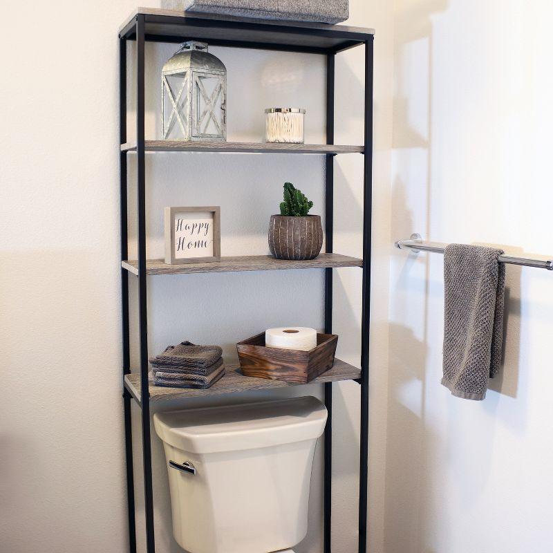 Oak Gray 4-Tier Over-the-Toilet Storage Shelf