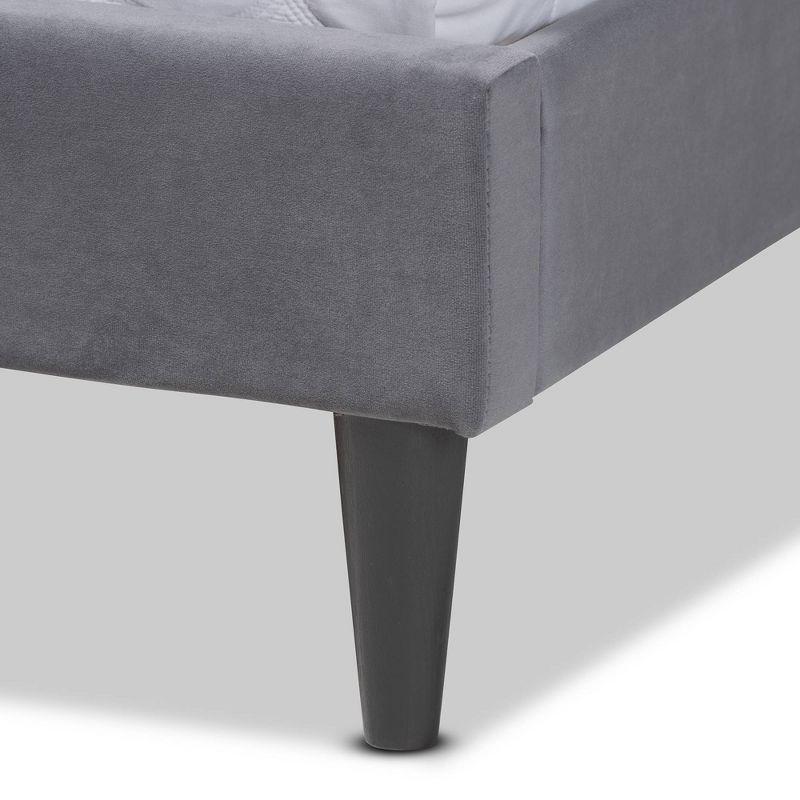 Gothard Velvet Fabric Upholstered and Wood Platform Bed - Baxton Studio