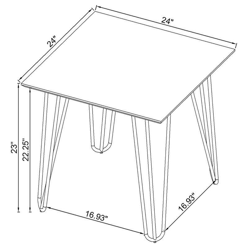 Coaster Harley Square End Table with Faux Marble Top White/Chrome: Steel Frame, Non-Slip Glider Legs, Modern Design