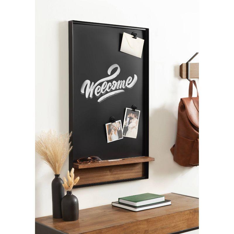 34" Rustic Brown Magnetic Chalkboard with Shelf and Clips