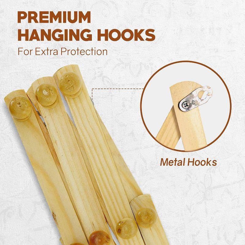 RAM-PRO Accordion Style Wood Expandable Rack Hat, Cap, Belt, Umbrella Coffee Mug Wall Wooden Pegs