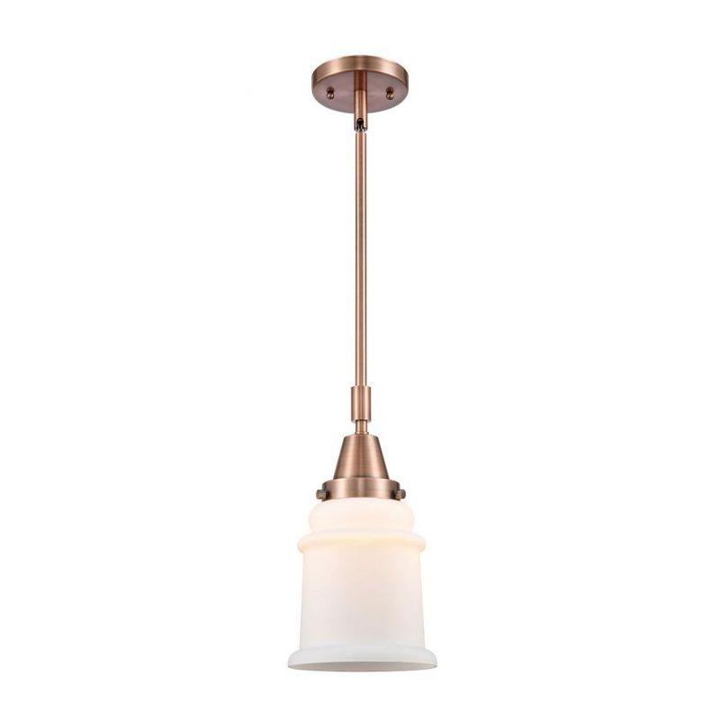 Antique Copper Mini Pendant with Matte White Glass Shade