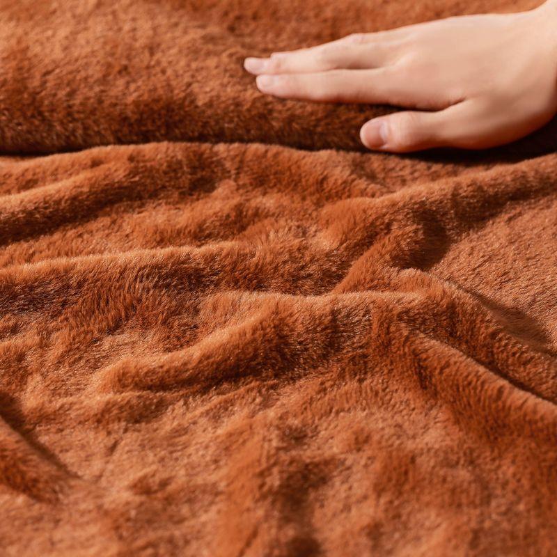 Kenneth Cole Reaction Faux Fur Throw Blanket Faux Fur (Solid -Ginger Orange)-50" X 60"