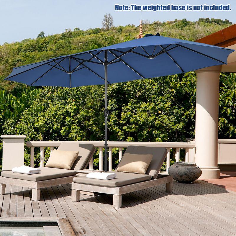 Costway 15FT Patio Double-Sided Umbrella Crank Outdoor Garden Market Sun Shade Navy