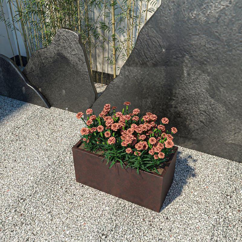 LeisureMod Rectangular Planter in Fiberstone with Drainage Holes for Indoor and Outdoor Home Bloom Collection