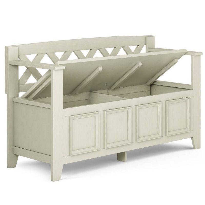 Simpli Home Amherst 48"W Solid Wood Entryway Storage Bench with Lift-Top Lid and Dual Compartments