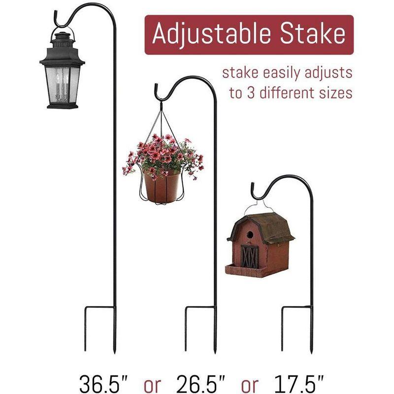 Sorbus Set of 4 Shepherds Hooks for Outdoor - Extendable Garden Stakes for Plants, Lights, Lanterns, Flower Baskets, and More