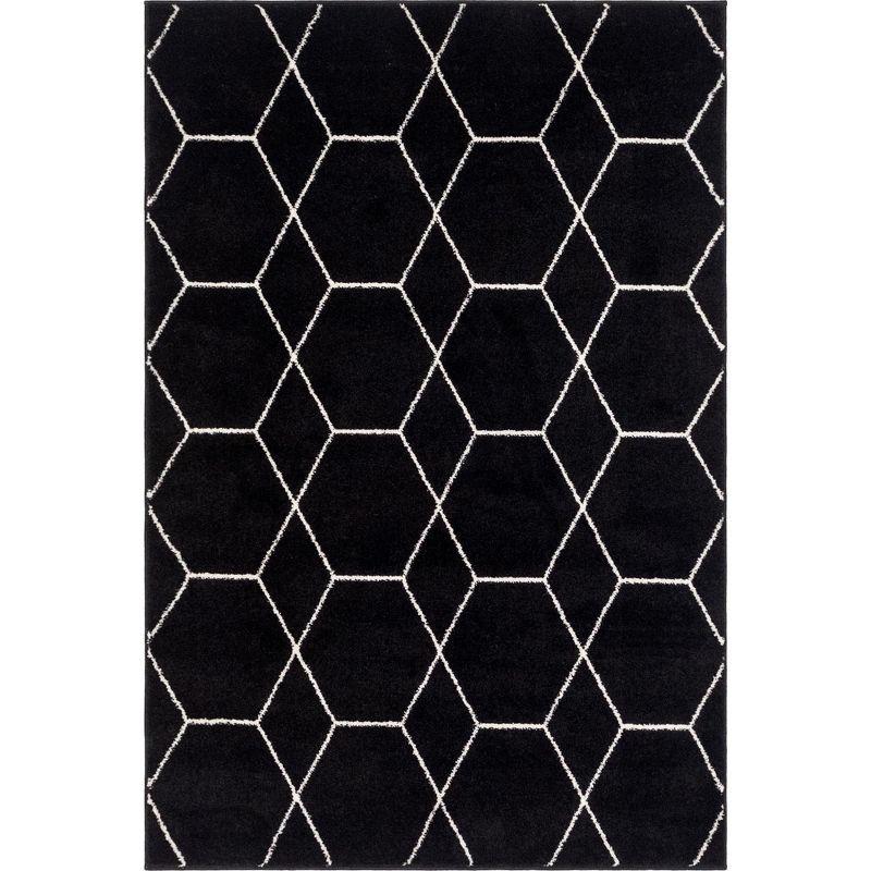 Unique Loom 4' 0 x 6' 0 Trellis Frieze Black Area Rug