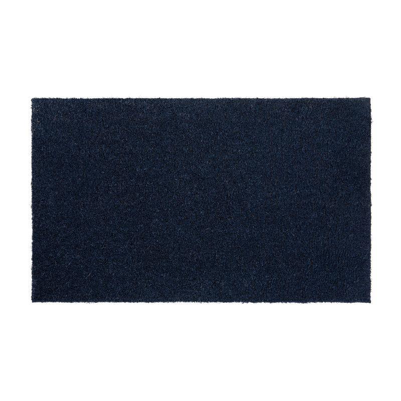 Flash Furniture Harbold 18" x 30" Indoor/Outdoor Solid Natural Coir Doormat with Non-Slip Backing in Navy