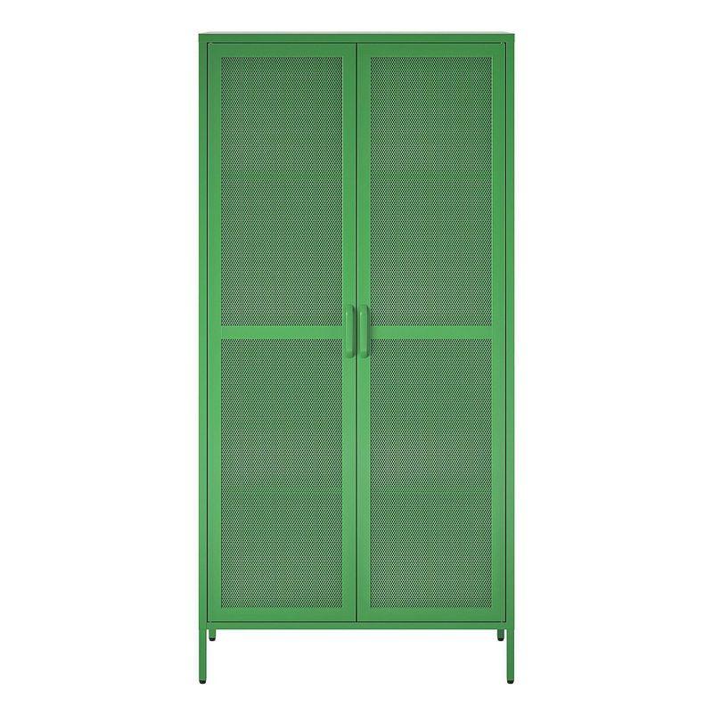 Modern White Metal Mesh 2-Door Tall Storage Cabinet