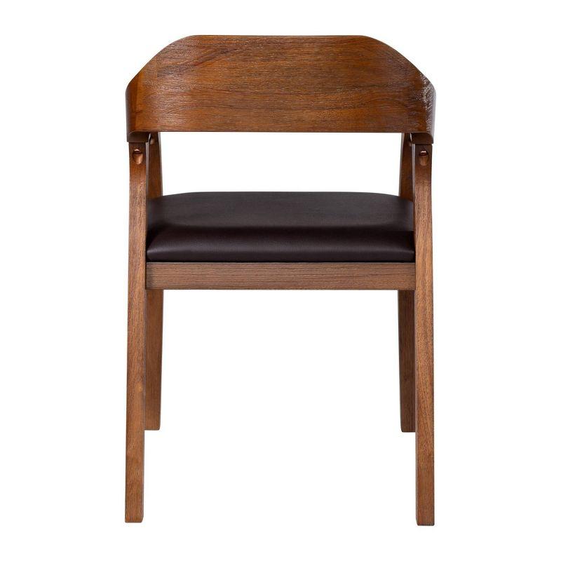 Boraam Rasmus Dining Armchair Chestnut: Upholstered Faux Leather, Mid-Century Modern Style, Wood Frame