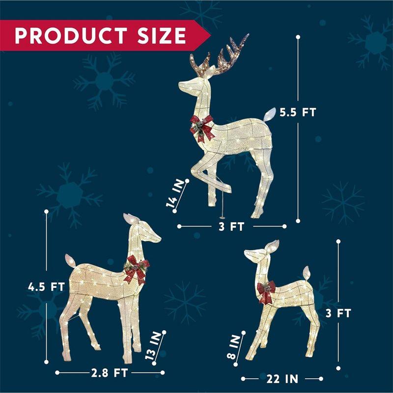 Warm White LED Reindeer Family Christmas Yard Lights