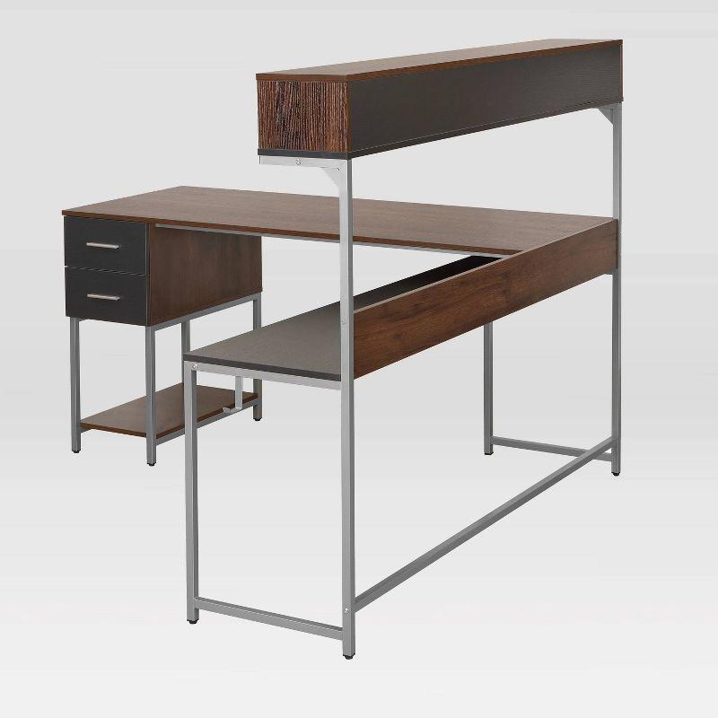 L Shape Desk with Hutch and Storage - Techni Mobili