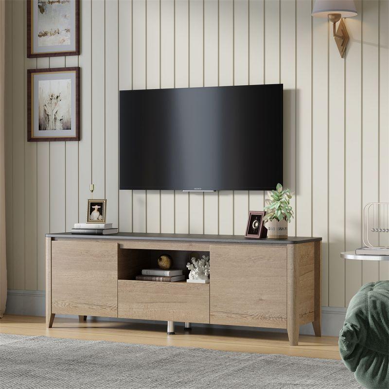 58" Modern TV Stand For Up To 80 Inch TV, Entertainment Center With Storage, Media TV Console Table With LED Lights, Media Consoles For Living Room