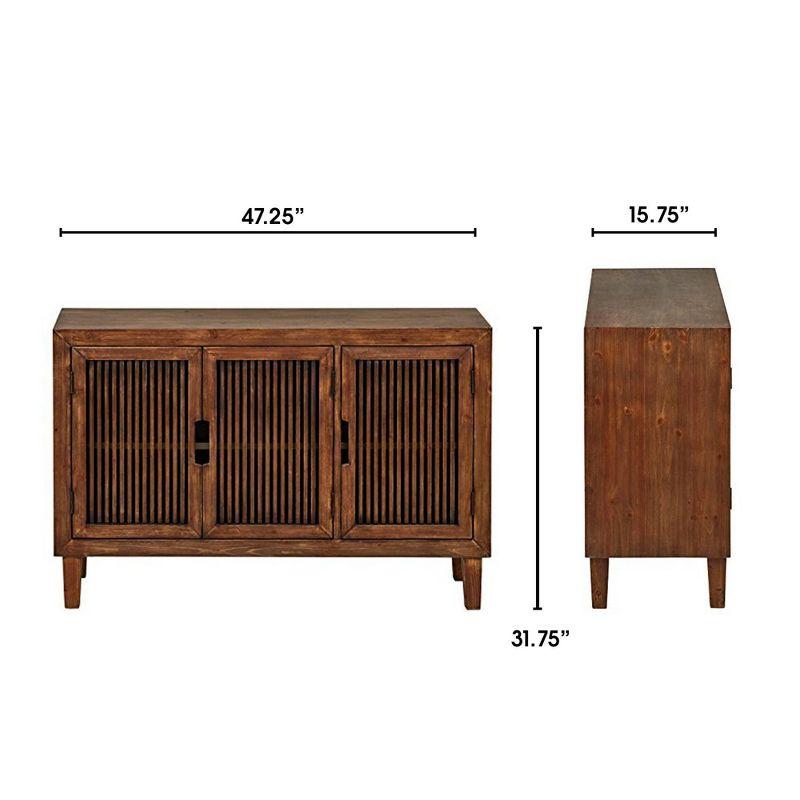 Sawyer 3 Door Cabinet Brown - Adore Decor: Bohemian Style, Ash Surface, Fixed Shelf, Anti-Tip Hardware