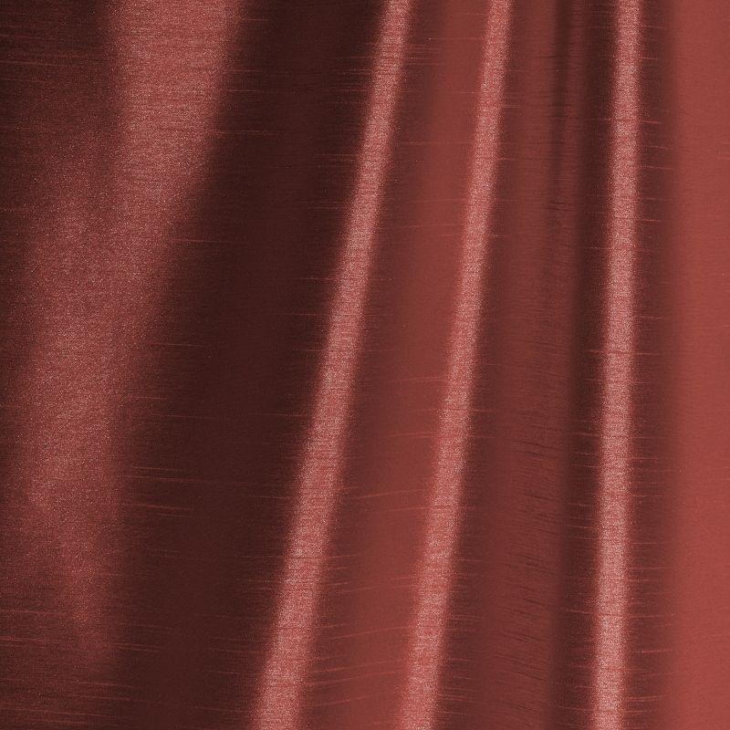 Rouge Faux Silk Blackout Pleated Window Curtain Panel