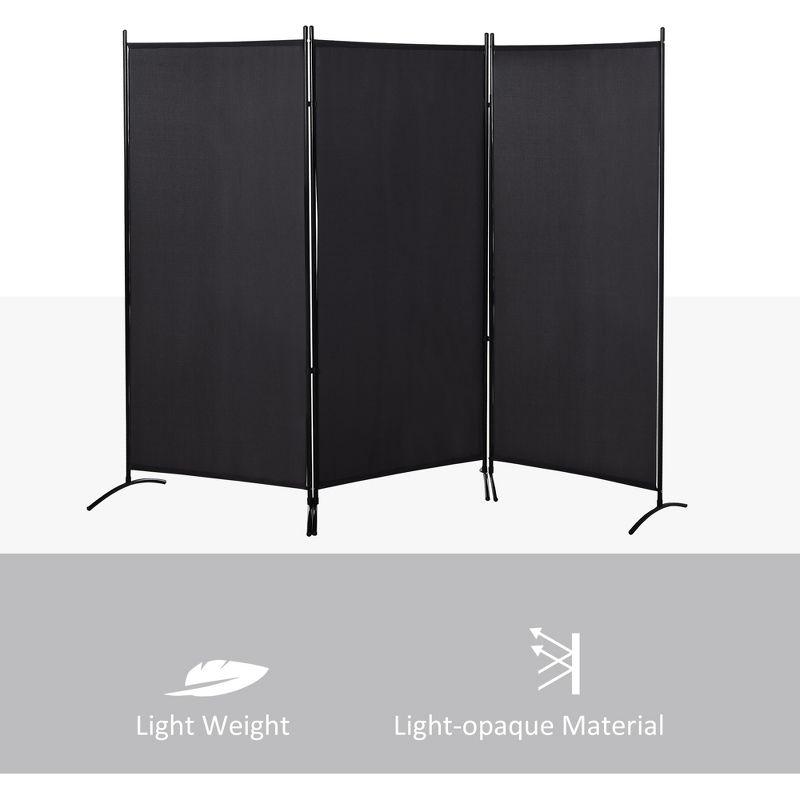HOMCOM 3-Panel Room Divider Folding Privacy Screen Separator Partition Wall for Indoor Bedroom Office 100" x 72" Black