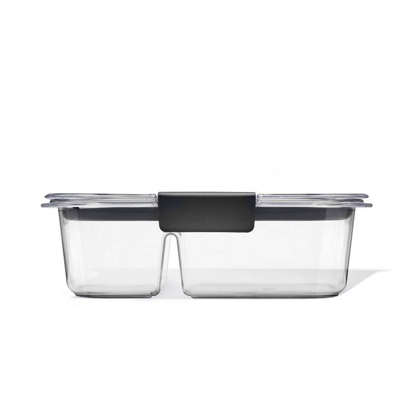 Rubbermaid Brilliance 2.85c Plastic Divided Meal Prep Food Storage Container Clear: Dishwasher, Microwave & Freezer Safe
