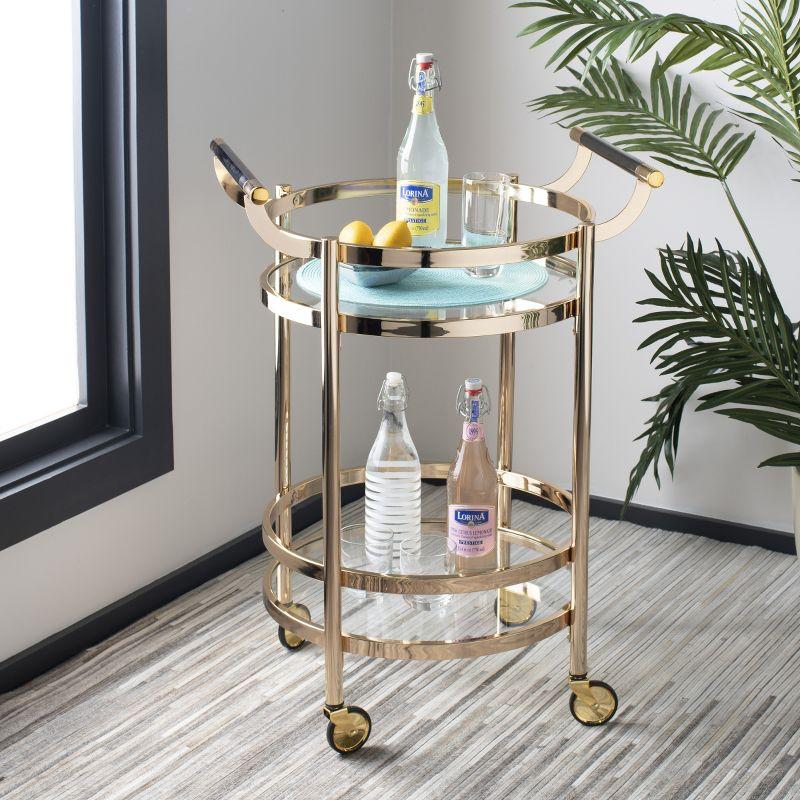 Sienna 2 Tier Round Bar Cart - BCT8001B - Gold/Glass - Safavieh