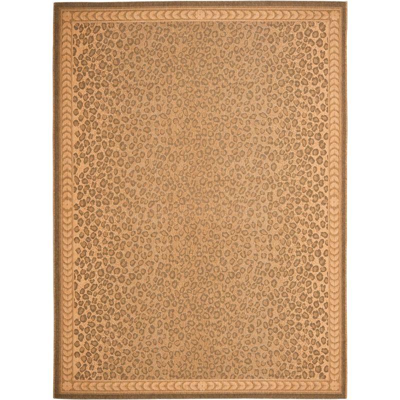 Natural Gold Leopard Print Rectangular Indoor/Outdoor Area Rug