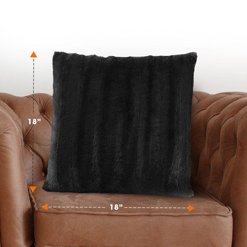 Black Faux Fur Decorative Throw Pillow Cover