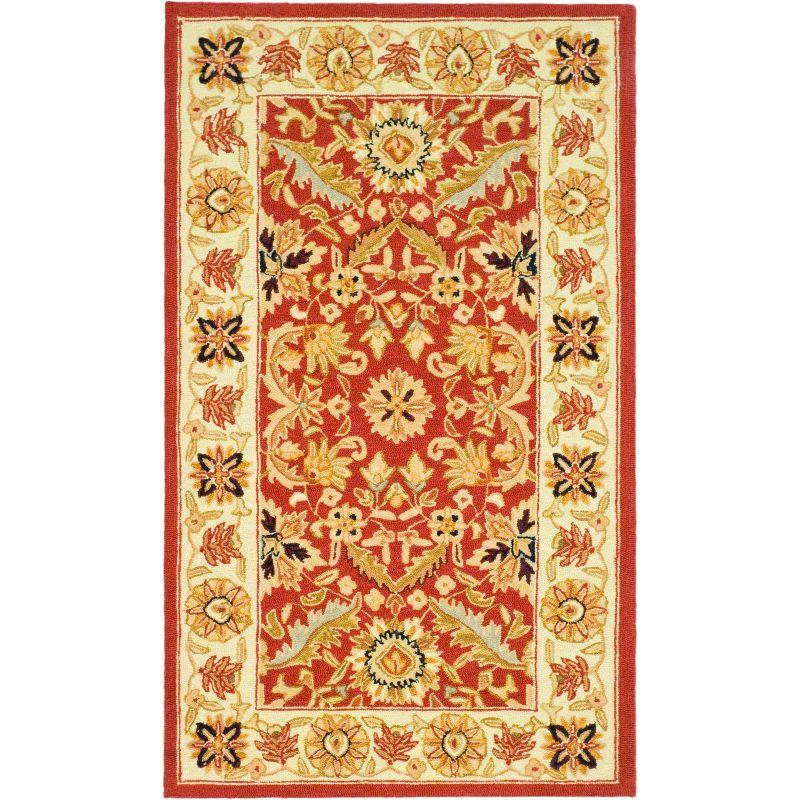 Chelsea Red and Ivory Hand-Hooked Wool Area Rug