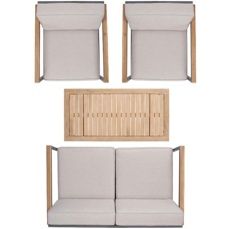 Chicopee 4 Pc Living Set - Indoor/Outdoor - PAT7725 - Natural/Light Grey - Safavieh