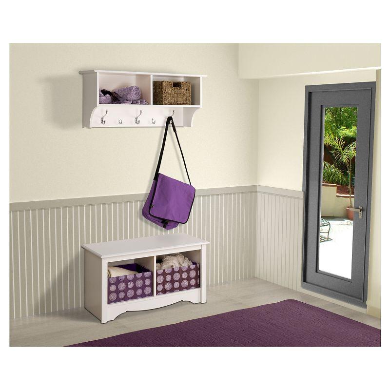 Wide Hanging Entryway Shelf White 36" - Prepac: Wall Organizer with Hooks, Bookshelf Storage