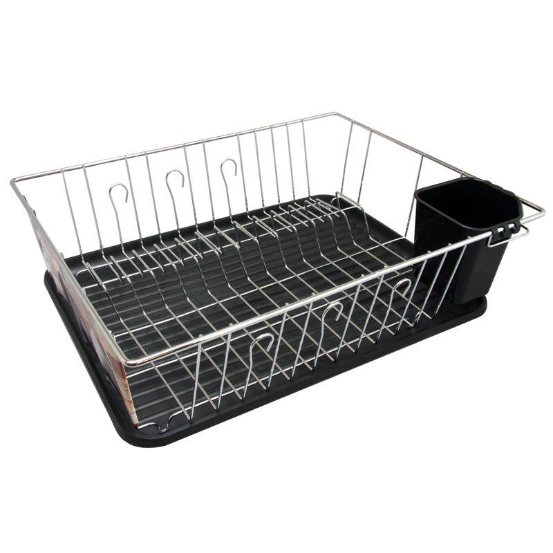 Better Chef 16 Inch Chrome Dish Rack with Black Tray