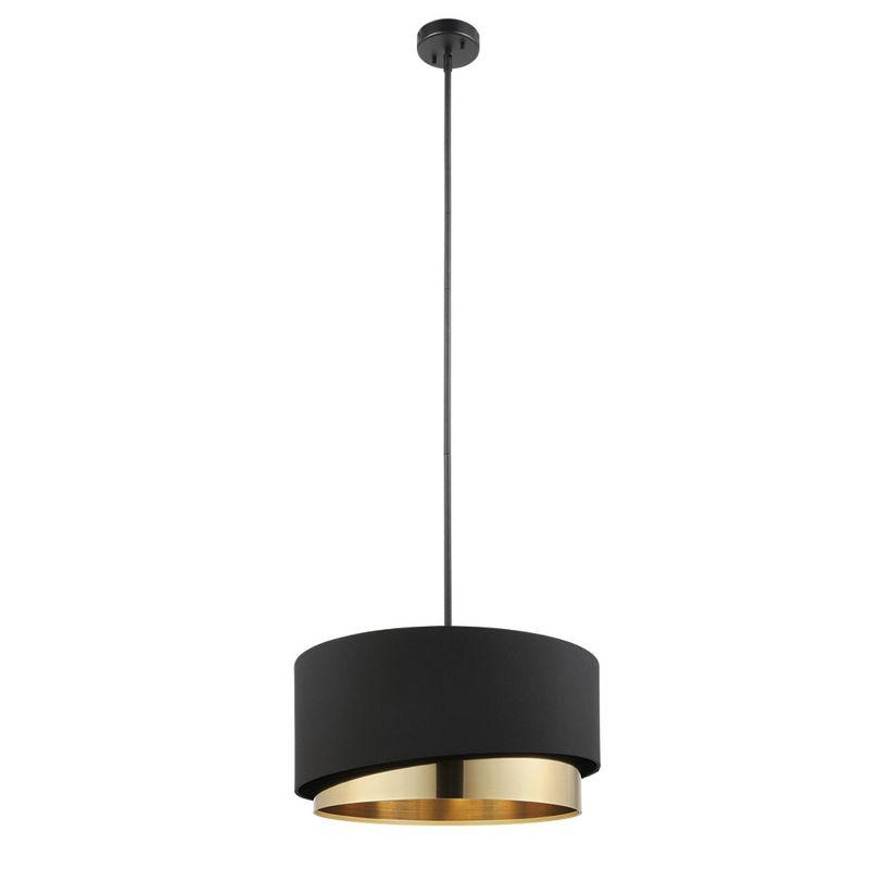 Manderline 8.66" Black and Gold Drum Pendant Light