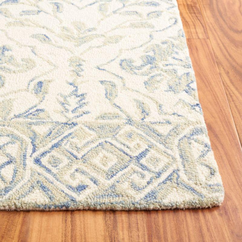 Handmade Light Blue and Ivory Tufted Wool Rug, 2'3" x 20'