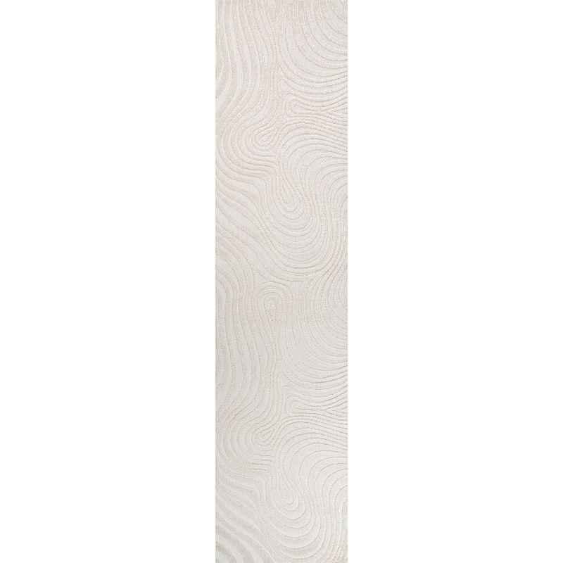 JONATHAN Y Maribo High-Low Abstract Groovy Striped Cream/Ivory 2 ft. x 8 ft. Indoor/Outdoor Runner Rug